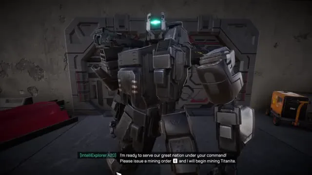 The tutorial asks the player to issue a mining order to the assistant.