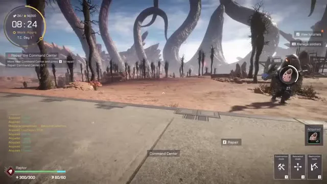 The Command Center repair objective shows zero of four Titanite and the repair input.